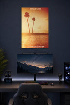 Kings of Leon Come Around Sundown Album Cover in a gaming desk setup above a monitor.