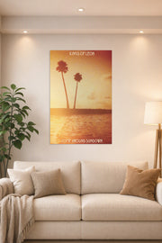 Kings of Leon Come Around Sundown Album Cover in a bright living room above a beige sofa.
