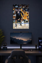 Kobe Bryant and Allen Iverson in a gaming desk setup above a monitor.