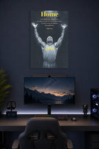 LeBron James in a gaming desk setup above a monitor.