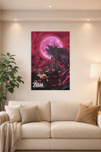 Legend of Zelda Breath of the Wild in a bright living room above a beige sofa.