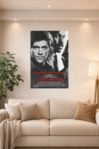 Lethal Weapon Mel Gibson Danny Glover in a bright living room above a beige sofa.
