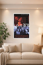 Love Jones Movie in a bright living room above a beige sofa.