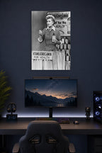 Lucille Ball I Love Lucy Vitameatavegamin in a gaming desk setup above a monitor.