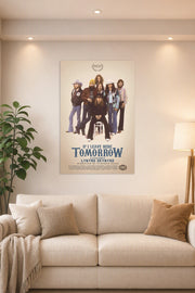 Lynyrd Skynyrd Band 'If I Leave Here Tomorrow' Movie Poster art poster print in a bright living room above a beige sofa.