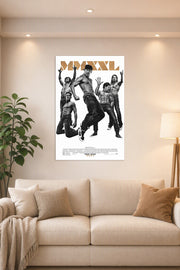 Magic Mike XXL Movie in a bright living room above a beige sofa.