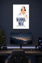 Mamma Mia! Musical in a gaming desk setup above a monitor.