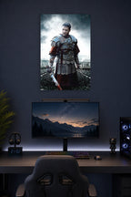 Maximus Gladiator in a gaming desk setup above a monitor.
