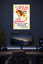 Meet Me in St. Louis Judy Garland in a gaming desk setup above a monitor.