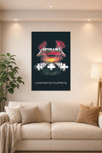 Metallica Master of Puppets Album Music in a bright living room above a beige sofa.