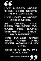 Michael Jordan quote wall art print with bold white text on black, sharing his reflections on failure and success.