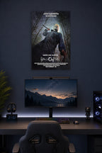 Michael Myers Halloween Movie in a gaming desk setup above a monitor.