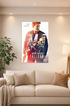 Mission: Impossible - Fallout Movie Poster in a bright living room above a beige sofa.