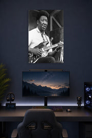 Muddy Waters Blues Legend in a gaming desk setup above a monitor.