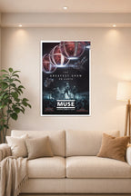 Muse Drones World Tour Concert in a bright living room above a beige sofa.