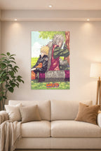 Naruto and Jiraiya Rainy Day in a bright living room above a beige sofa.