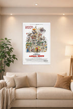 National Lampoon's Animal House Movie in a bright living room above a beige sofa.