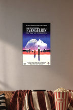 Neon Genesis Evangelion The End of Evangelion in a cozy movie room above a brown sofa with popcorn.