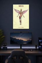 Nirvana In Utero - Album Cover Music in a gaming desk setup above a monitor.