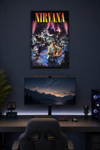 Nirvana - Unplugged Art Music in a gaming desk setup above a monitor.
