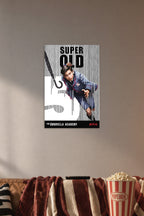 Number Five The Umbrella Academy in a cozy movie room above a brown sofa with popcorn.