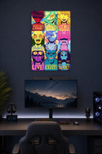 One Piece Straw Hat Pirates in a gaming desk setup above a monitor.