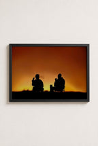 Two Friends Sunset Silhouette Poster