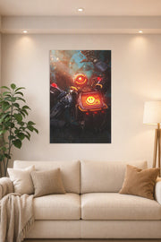 Pathfinder Apex Legends in a bright living room above a beige sofa.