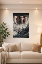 Pearl Harbor Movie Poster in a bright living room above a beige sofa.