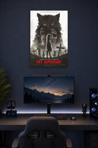 Pet Sematary Movie Poster in a gaming desk setup above a monitor.