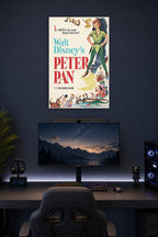 Peter Pan Disney in a gaming desk setup above a monitor.