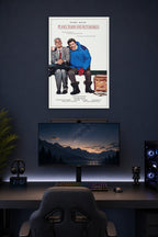Planes, Trains & Automobiles Steve Martin John Candy in a gaming desk setup above a monitor.