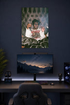 Playboi Carti Poster Musician Concert Tour Rapper in a gaming desk setup above a monitor.