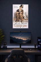 Poster Art B004UNUOHC in a gaming desk setup above a monitor.