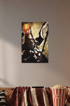 Poster Art B013UVOAB0 in a cozy movie room above a brown sofa with popcorn.