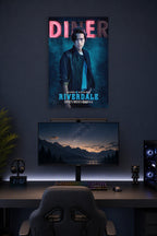 Poster Art B07CRDKFW3 in a gaming desk setup above a monitor.