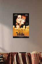 Practical Magic Movie Sandra Bullock Nicole Kidman in a cozy movie room above a brown sofa with popcorn.