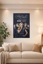 Pretty Little Liars: The Perfectionists in a bright living room above a beige sofa.