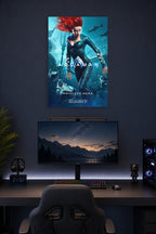 Princess Mera Aquaman Movie in a gaming desk setup above a monitor.