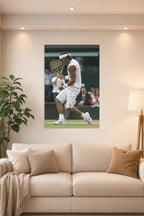Rafael Nadal Tennis Player in a bright living room above a beige sofa.