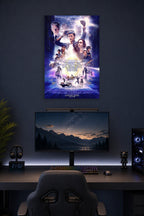 Ready Player One Movie Poster in a gaming desk setup above a monitor.