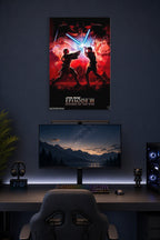 Revenge of The Sith Episode III Return Decor Wall Movie in a gaming desk setup above a monitor.