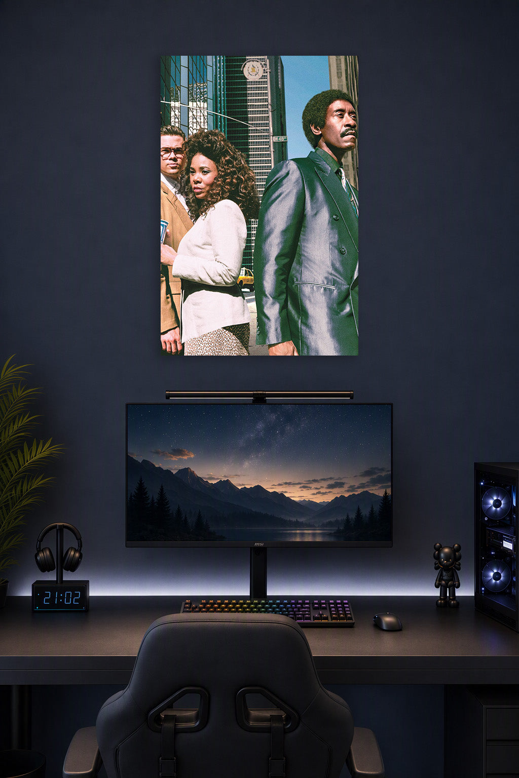 Richard Roundtree Urban Scene in a gaming desk setup above a monitor.