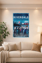 Riverdale TV Show Main Cast in a bright living room above a beige sofa.