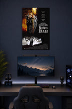 Robin Hood Prince of Thieves Movie Poster in a gaming desk setup above a monitor.