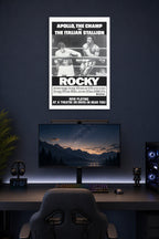 Rocky Balboa Apollo Creed Boxing Match in a gaming desk setup above a monitor.