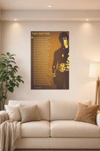 Rocky Balboa in a bright living room above a beige sofa.
