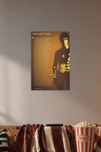 Rocky Balboa in a cozy movie room above a brown sofa with popcorn.