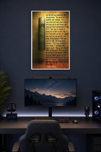 Rocky Balboa Motivational Quote in a gaming desk setup above a monitor.