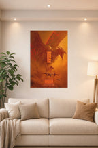 Rodan (Godzilla King of the Monsters) in a bright living room above a beige sofa.
